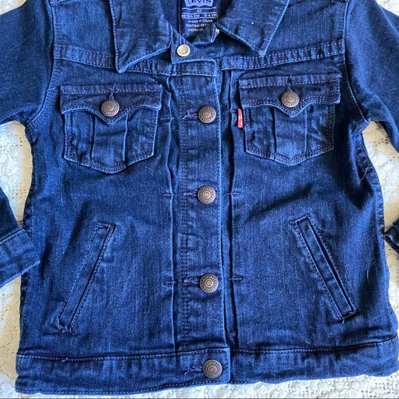 NWT Levi’s Denim Jean Dark Wash Western Trucker Jacket, 4T - Picture 4 of 7